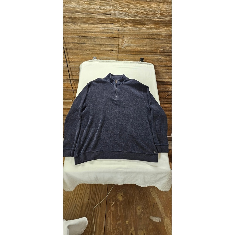 Bob Timberlake  Mens 2XL Quarter Zip  Navy Blue Waffle Knit Sweater Mock Neck